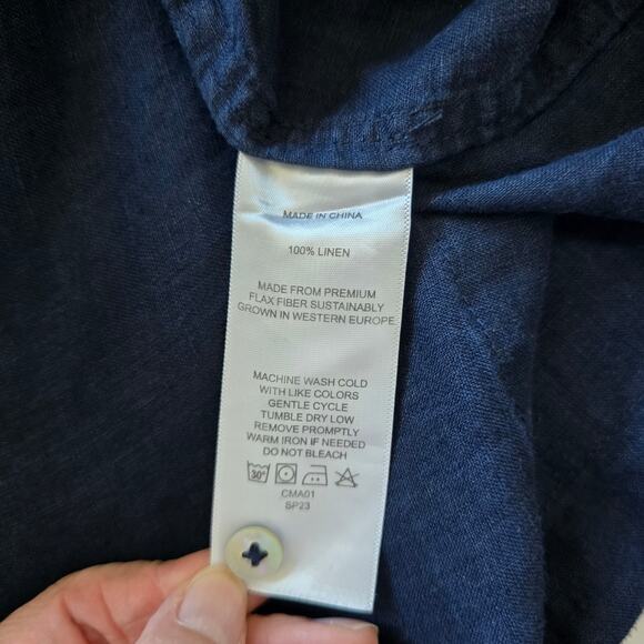 Quince 100% European Linen Short Sleeve Swing Dress Deep Navy Size L - Picture 7 of 8